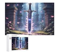 épée Puzzle De 1000 Pièces en Bois pour Enfants Adultes, Puzzles en Matériau Recyclé De Qualité Supérieure （75×50cm）