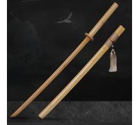 Épée samouraï en bois avec fourreau 104 cm,Katana en bambou naturel,Bokken fait à la main,pour anime,entraînement,cosplay,accessoires Iaido,cadeaux d'anniversaire Noël hommes et femmes - Couleur bois