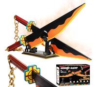 Épée Tueur de démons, 82 Pouces à Double Lame - Bloc de Construction d'épée Uzui avec Support, kit de Construction d'épée d'anime Fait à la Main à Collectionner et à Offrir, 1488 pièces