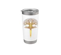 Épée viking et Yggdrasil Gobelet isotherme en acier inoxydable double paroi