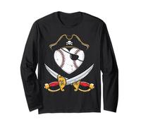 Épées de Baseball Pirate en Forme de cœur croisé pour garçons Enfants Hommes Manche Longue