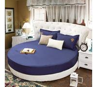 EPELUX Drap-Housse Rond en Coton pour Le lit Couvre-Lits Ronds Solides pour la Maison Ensembles de literie d’été Matelas pour Rond 200cm 220cm-bleu, 220cmx220cm