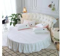 EPELUX Pure Coton Rond Jupe de lit Drap Forme Ronde Style européen Couvre-lit de Couleur Unie pour diamètre 200cm 220cm-02,2.2M