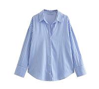 EPERDE Chemise rayée rouge pour femme en popeline ample chemises et chemisiers pour femme chic boutonné chemisier femme manches longues revers haut femme