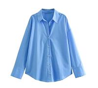 EPERDE Chemise rayée rouge pour femme en popeline ample chemises et chemisiers pour femme chic boutonné chemisier femme manches longues revers haut femme