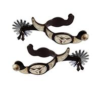 Éperons de Cheval Western Cowboy en Acier Inoxydable (2 Pièces) avec Éperons en Cuivre, Marron Foncé