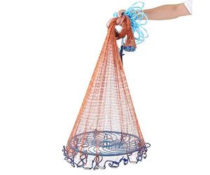 Épervier de Pêche, Filet Coulé à La Main Haute Résistance 240 Cm, Filet Chute en Acier à Frisbee en Nylon à 360 Degrés Outils Pêche à Disque Volant pour Poissons pour Bait Trap Fish Crevettes