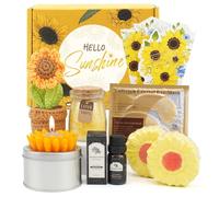 Epessa Cadeaux pour femmes, cadeaux de bien-être pour femmes, anniversaire tournesols 8 pièces, comprend une bougie parfumée, des bombes de bain, une carte de vœux, des tournesols positifs, un coffret