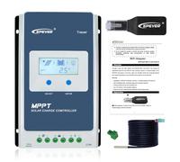 EPEVER MPPT Contrôleur de charge solaire 40 A 12 V 24 V Auto Max PV 100 V + adaptateur WiFi Télécommande + câble capteur de température Régulateur de panneaux solaires pour plomb-acide LiFePO4 type