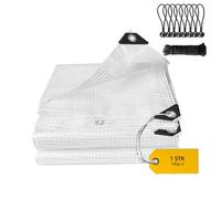 EPFHR Bâche imperméable - 6 x 8 m - Film grillagé - Résistant à l'hiver - Bâche grillagée en tissu - 140 g/m² - Transparent - Avec œillets - Pour protection des plantes, serre de jardin, bateau,