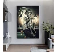 EPFXVJKLY Art mural Toile Peinture Drôle Fumer Jouer Poker Billard Singe Affiche Impressions Art Moderne Abstrait Animal Image50X70Cm Sans Cadre