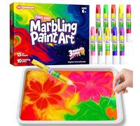 Epheauro Kit de Peinture Marbrée sur Eau pour Enfants - Or, Argent & Or Rose Métalliques, Loisirs Créatifs Filles & Garçons, Coffret Cadeau Créatif 6-12 Ans