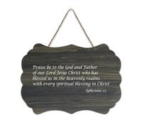 Ephesians 1:3 Praise Be to The God And Father of Our Lord Jesus Christ Who Has Blessed Us in The He Farmhouse Panneau en bois à suspendre pour porte de bureau, décoration d'intérieur, 15,2 x 25,4 cm