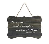 Ephesians 2:10 For We Are God's Masterpiece, Made New in Christ Plaque murale imprimée en bois rustique Décoration murale en bois avec citations artisanales Poster moderne Décoration d'intérieur