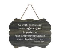 Ephesians 2:10 We Are God's Workmanship Created in Christ Jesus for Good Works Panneau de bienvenue en bois rustique pour porte d'entrée, porche, décoration murale, panneau en bois pour café, maison