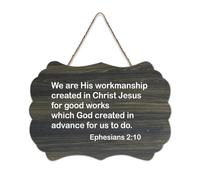 Ephesians 2:10 We Are His Workmanship Created in Christ Jesus for Good Works Which God Created in Ad Panneau rustique en bois à suspendre Décoration murale pour salon, chambre à coucher, porte