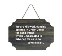 Ephesians 2:10 We Are His Workmanship Created in Christ Jesus for Good Works Which God Created in Ad Panneau rustique en bois à suspendre Décoration murale pour salon, chambre à coucher, porte