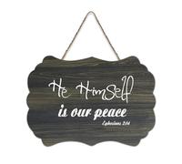 Ephesians 2:14 Décoration murale imprimée « He Himself Is Our Peace » en bois rustique avec citations et dictons - Décoration d'intérieur moderne - 15,2 x 25,4 cm