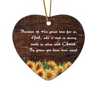 Ephesians 2:4 5 Because of His Great Love for Us God Who Is Rich in Mercy Made Us Alive with Chri Décoration en céramique en forme de cœur pour sapin de Noël, citations, souvenir de Nouvel An
