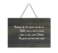 Ephesians 2:4 5 Because of His Great Love for Us, God, Who Is Rich in Mercy, Made Us Alive with Chri Panneau en bois rustique à suspendre pour salon, chambre à coucher, porte, fenêtre, maison 15,2 x