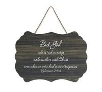 Ephesians 2:4 5 But God, Who Is Rich in Mercy Made Us Alive with Christ Panneau décoratif en bois à suspendre Décoration murale pour salon, chambre à coucher, porte, fenêtre, maison 15,2 x 25,4 cm