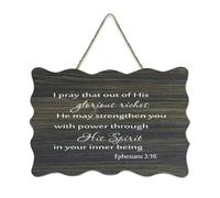 Ephesians 3:16 I Pray That Out of His Glorious Riches, He May Strengthen You with Power Through His Rustic Wood Sign Décoration murale en bois pour salon, chambre à coucher, porte, fenêtre, maison
