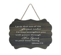 Ephesians 3:16 I Pray That Out of His Glorious Riches, He May Strengthen You with Power Through His Rustic Wood Sign Décoration murale en bois pour salon, chambre à coucher, porte, fenêtre, maison
