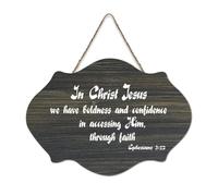 Ephesians 3:30,5 cm Christ Jesus We Have Boldness And Confidence in Accessing Him, Through Faith Panneau en bois 15,2 x 25,4 cm Décoration murale en bois pour porte d'entrée, salon, cuisine