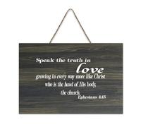Ephesians 4:15 Speak The Truth in Love Growing in Every Way More Like Christ Who Is The Head of His Panneau de bienvenue en bois rustique pour porte d'entrée de porche Décoration murale Panneau en