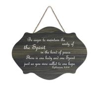 Ephesians 4:3 4 Be Eager to Maintain The Unity of The Spirit in The Bond of Peace There Is One Body Panneau de bienvenue en bois rustique pour porte d'entrée Décoration murale 15,2 x 25,4 cm