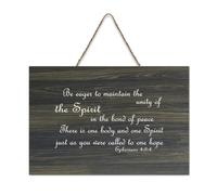 Ephesians 4:3 4 Be Eager to Maintain The Unity of The Spirit in The Bond of Peace There Is One Body Farmhouse Panneau en bois à suspendre Décoration murale pour porte de bureau Décoration d'intérieur