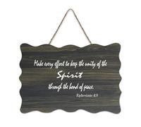 Ephesians 4:3 Make Every Effort to Keep The Unity of The Spirit Through The Bond of Peace Panneau de bienvenue en bois rustique pour porte d'entrée Décoration murale Panneau en bois de ferme 15,2 x