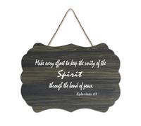 Ephesians 4:3 Plaque murale imprimée en bois rustique avec inscription « Make Every Effort to Keep The Unity of The Spirit Through The Bond of Peace » - Décoration d'intérieur - 15,2 x 25,4 cm