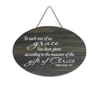 Ephesians 4:7 To Each One of Us Grace Has Been Given According to The Measure of The Gift of Christ Panneau en bois de ferme avec dicton Art mural à suspendre pour bureau, porte, décoration