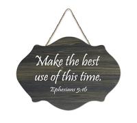 Ephesians 5:16 Plaque murale imprimée en bois rustique avec inscription « Make The Best Use of This Time » - Décoration d'intérieur moderne - Cadeau - 15,2 x 25,4 cm