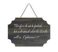 Ephesians 5:17 « Therefore Do Not Be Foolish But Understand What The Lord's Rustic Wood Welcome Sign for Front Porch Door Wall Decoration Farmhouse » Panneau en bois pour café, maison 15,2 x 25,4 cm