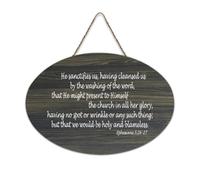 Ephesians 5:26 27 He Sanctifies Us Cleansed Us Washing of The Word That He Might Present to Himsel Panneau en bois 15,2 x 25,4 cm Décoration murale rustique à suspendre pour porte d'entrée salon