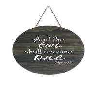 Ephesians 5:31 And The Two Shall Become One Panneau de motivation rustique en bois à suspendre pour salon, chambre à coucher, porte, fenêtre, maison, pendaison de crémaillère 15,2 x 25,4 cm