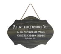Ephesians 6:11 Put on The Full Armor of God So That You Will Be Able to Stand Against The Schemes of Hanging Plaque murale en bois rustique Décoration murale 15,2 x 25,4 cm
