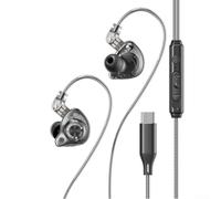 EpheyFIF Écouteurs filaires USB C HiFi avec cordon amovible - Isolation du bruit et contrôle du volume - Casque en nylon ABS pour le sport et le travail - Longueur : 1,2 m (noir)