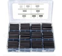 EpheyFIF Kit de 650 gaines thermorétractables, assortiment de manchons de câble électrique en polyéthylène 2:1 en 8 tailles, enroulement de fil noir pour isolation et réparation