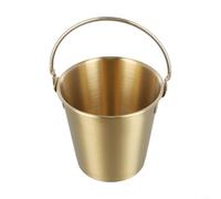 EpheyFIF Seau en métal - Petit seau à glace portable en acier inoxydable avec poignées - Seau de rangement pour nettoyage de salle de bain (700 ml, doré)