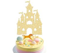 Ephlyn Décoration de gâteau d'anniversaire château à paillettes sur le thème du château de princesse, décoration de gâteau d'anniversaire pour princesse, prince, anniversaire, fête prénatale