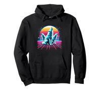 Epic 3 Loups Hurlant à la Lune années 80 Wolf Vaporwave Sweat à Capuche