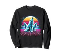 Epic 3 Loups Hurlant à la Lune années 80 Wolf Vaporwave Sweatshirt