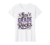 Epic 5th Grade Rocks First Day Music Teacher Squad Lot de Bricolage T-Shirt Graphique avec Valeur, Femme, Blanc, XL