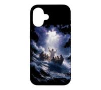 Epic Bible Story Christian Graphic - Jesus Calming The Storm Coque pour iPhone 16