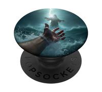 Epic Bible Story Christian Graphic - Jesus Saving Peter PopSockets PopGrip Adhésif