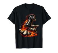 Epic Chess Knight on Fire Lava Strategy Fantasy T-Shirt