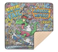 Epic Fail Jurassic Wipeout Grand tapis de jeu élégant pour intérieur et extérieur Léger pour bébés, enfants, tout-petits, nourrissons, 127 x 127 cm